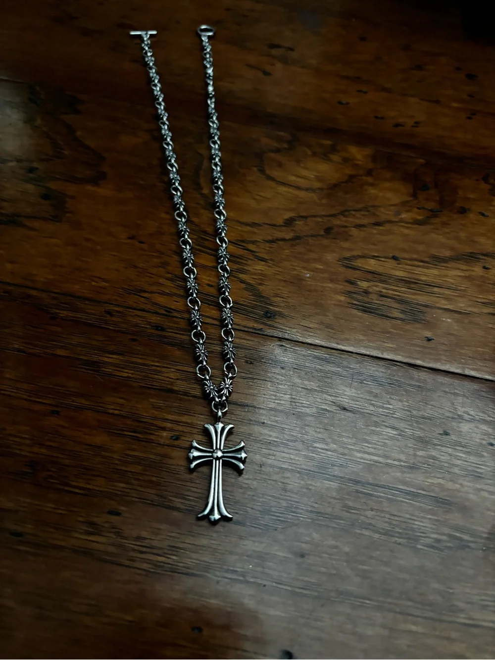 Chrome Hearts Silver Cross Pendant Necklace with Link Chain. CAN NEGOTIATE PRICE